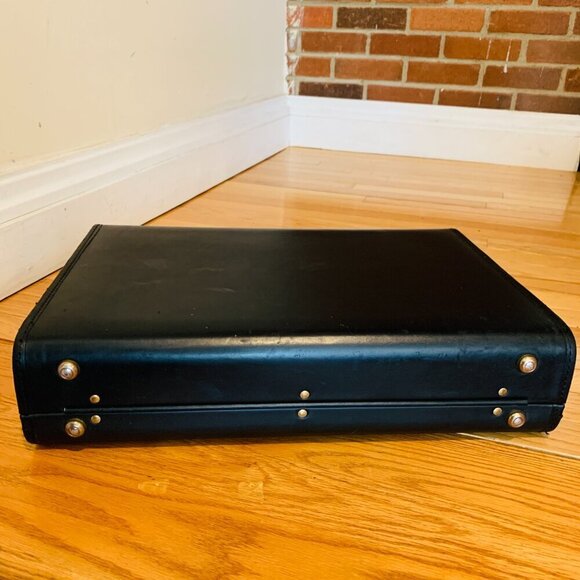 Coach Black Leather Hard Sided 4.5" Briefcase Rare Nos Vintage Made In The USA. - Picture 10 of 16